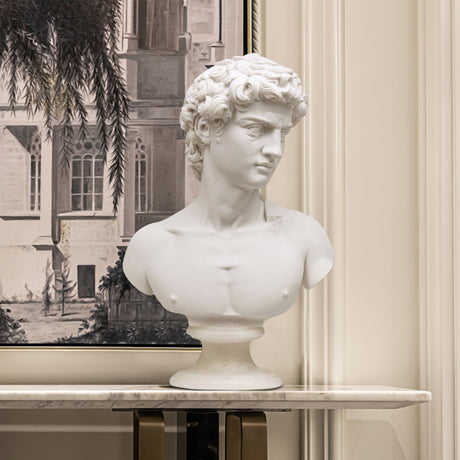 PREMIER David Bust Sculpture White Marble Classic Art Piece PSTTM-011-Stainless Steel Sculpture-PREMIER SCULPTURE