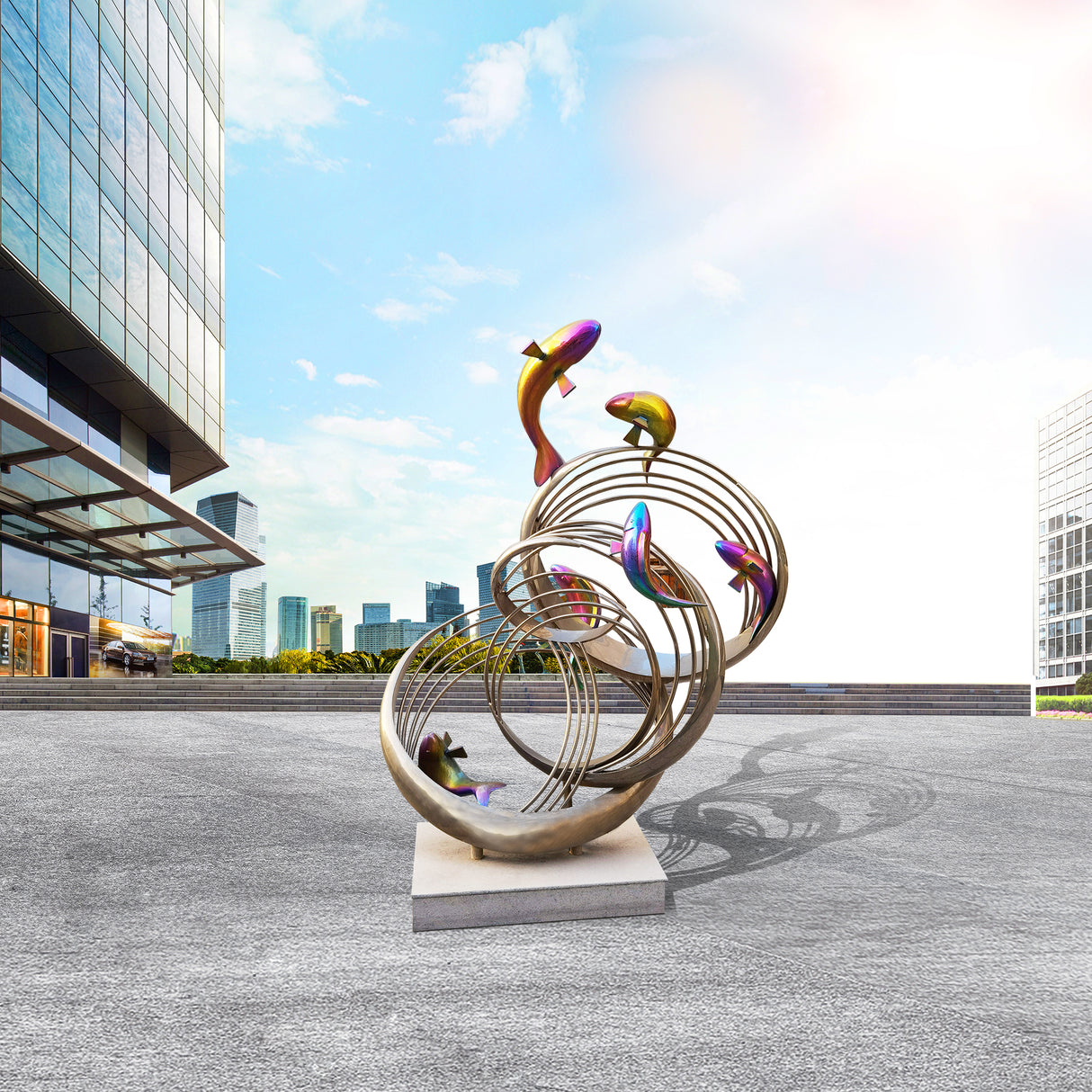 PREMIER Fish Sculpture Outdoor Stainless Steel Modern Contemporary Sculpture PSSS-015-Stainless Steel Sculpture-PREMIER SCULPTURE