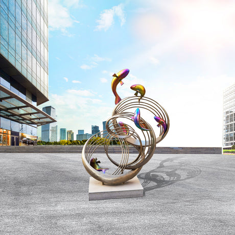 PREMIER Fish Sculpture Outdoor Stainless Steel Modern Contemporary Sculpture PSSS-015-Stainless Steel Sculpture-PREMIER SCULPTURE