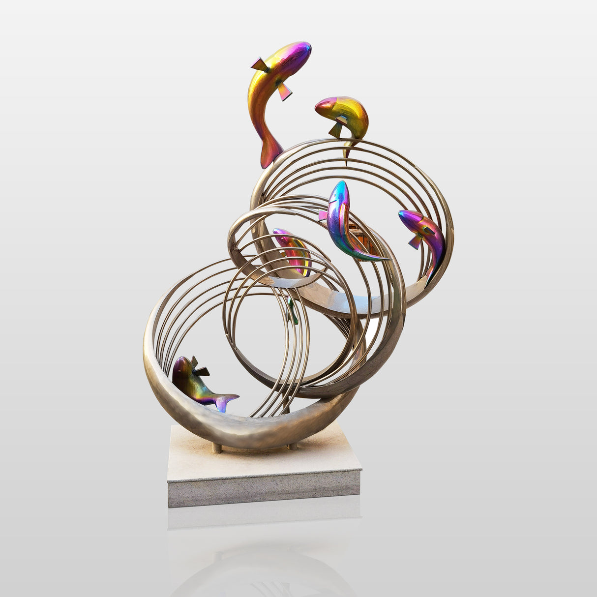 PREMIER Fish Sculpture Outdoor Stainless Steel Modern Contemporary Sculpture PSSS-015-Stainless Steel Sculpture-PREMIER SCULPTURE
