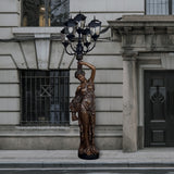 PREMIER Garden Decorative Bronze Figure Statue Lamp Lady Holding Candelabra Custom Sculpture PSB-021-Bronze Sculpture-PREMIER SCULPTURE