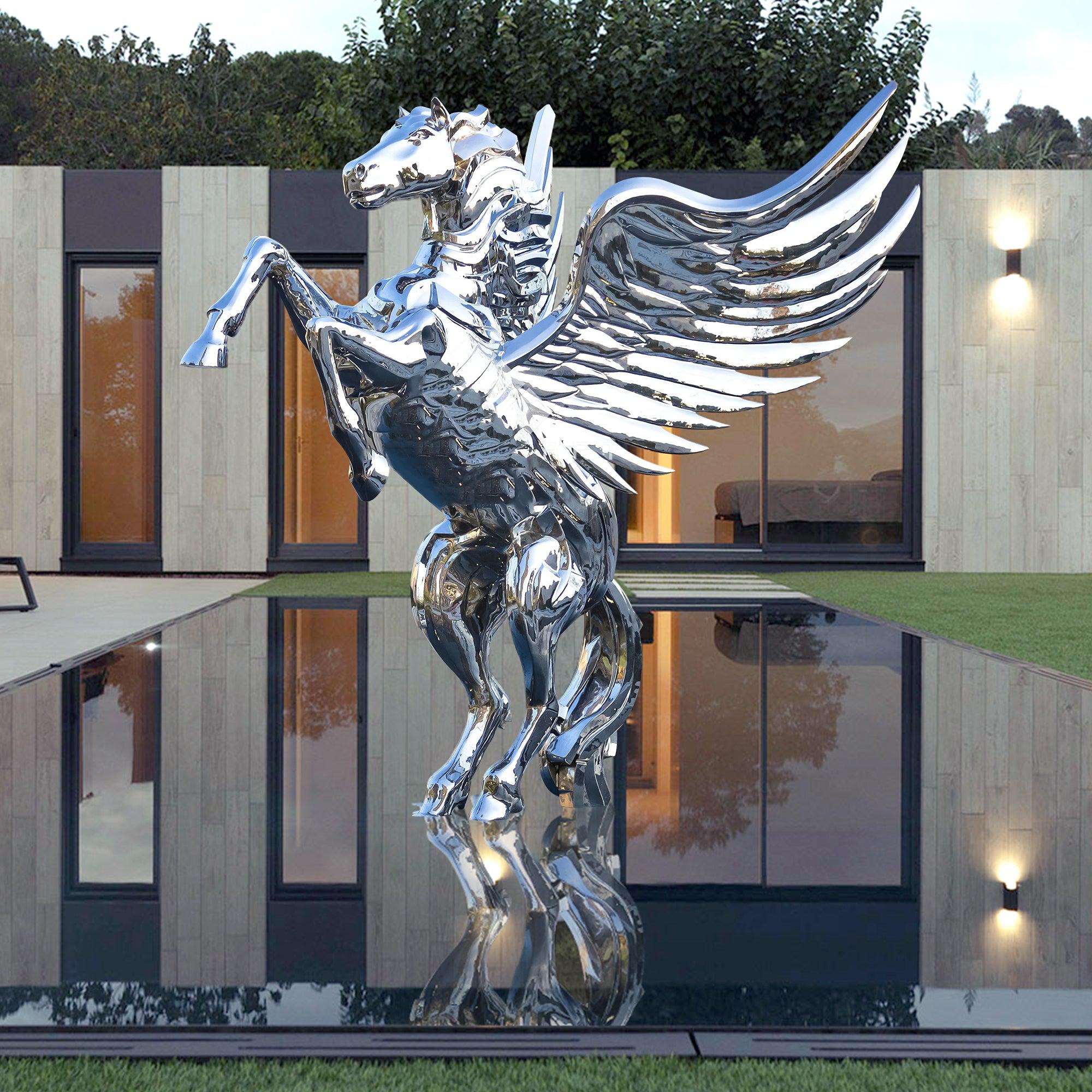 GALLERIAPIETROBAZZANTI&FIGLIO馬装ブロンズトリポッド PREMIER Horse Sculpture Modern Metal Animal Flying Pegasus