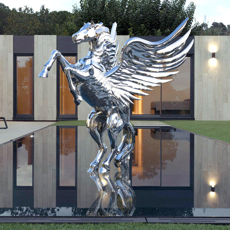 PREMIER Horse Sculpture Modern Metal Animal Flying Pegasus Stainless Steel Outdoor Sculpture PSSS-020-Stainless Steel Sculpture-PREMIER SCULPTURE