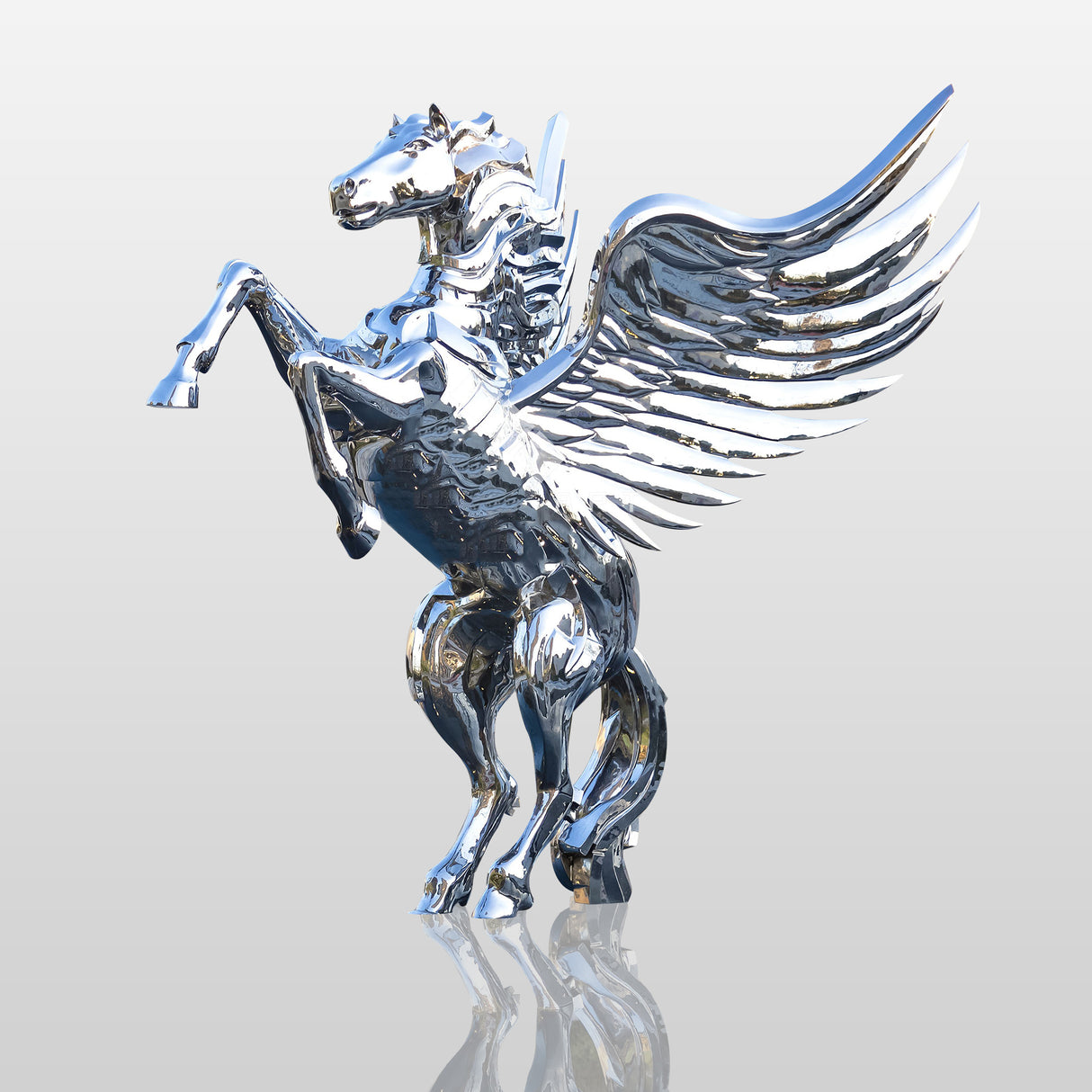 PREMIER Horse Sculpture Modern Metal Animal Flying Pegasus Stainless Steel Outdoor Sculpture PSSS-020-Stainless Steel Sculpture-PREMIER SCULPTURE
