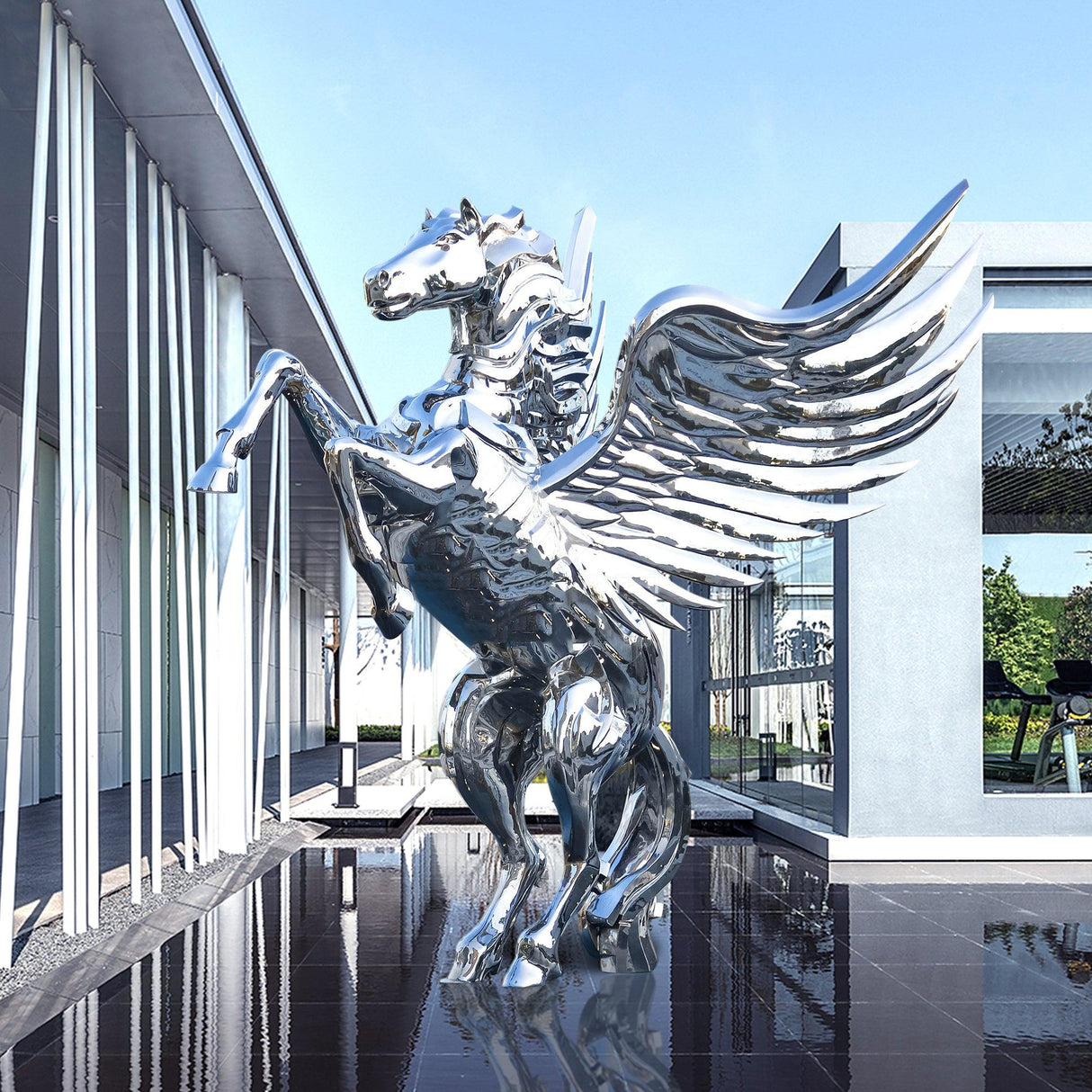 PREMIER Horse Sculpture Modern Metal Animal Flying Pegasus Stainless Steel Outdoor Sculpture PSSS-020-Stainless Steel Sculpture-PREMIER SCULPTURE