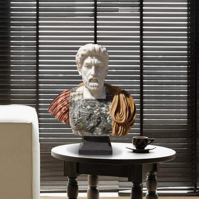 PREMIER Indoor Decoration Marco Aurelius Marble Bust Statue Table Top Custom Sculpture PSTTM-003-Marble sculpture-PREMIER SCULPTURE