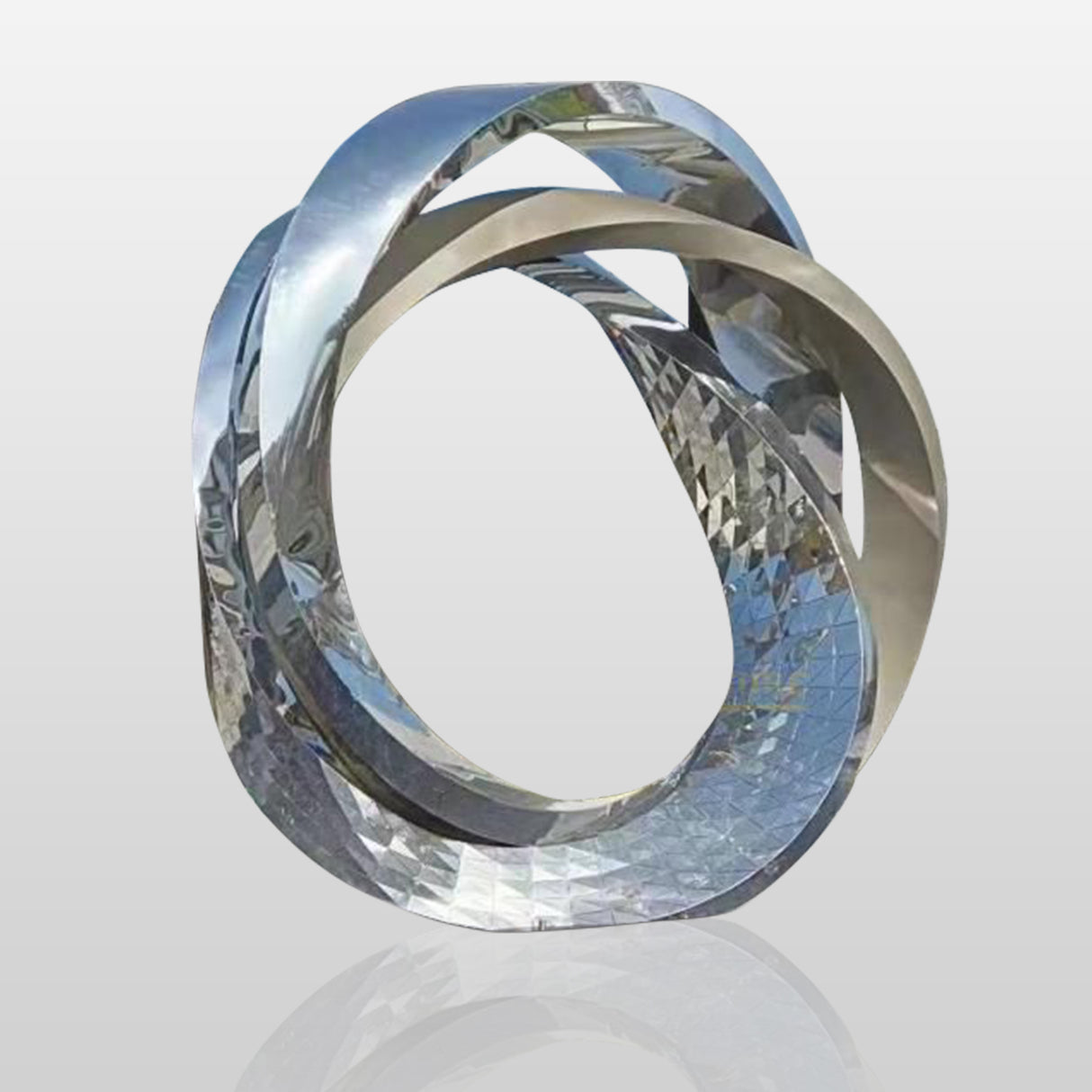 PREMIER Large Modern Mirror Ring Sculpture Stainless Steel City Art Custom Sculpture PSLSS-012-Stainless Steel Sculpture-PREMIER SCULPTURE