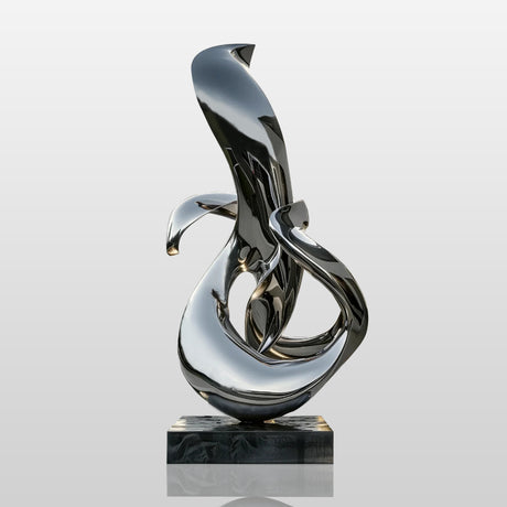 PREMIER Large Sculpture Polished Metal Abstract Elegant Flow Sculpture PSLSS-011-Stainless Steel Sculpture-PREMIER SCULPTURE