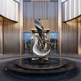 PREMIER Large Sculpture Polished Metal Abstract Elegant Flow Sculpture PSLSS-011-Stainless Steel Sculpture-PREMIER SCULPTURE
