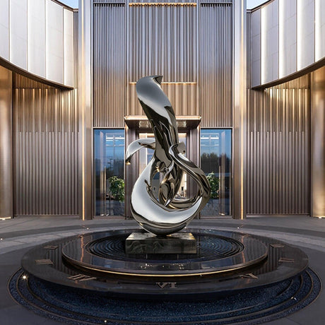 PREMIER Large Sculpture Polished Metal Abstract Elegant Flow Sculpture PSLSS-011-Stainless Steel Sculpture-PREMIER SCULPTURE