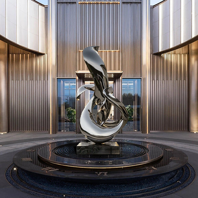PREMIER Large Sculpture Polished Metal Abstract Elegant Flow Sculpture PSLSS-011-Stainless Steel Sculpture-PREMIER SCULPTURE