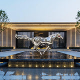 PREMIER Large-scale Galloping Horse Custom Stainless Steel Sculpture PSLSS-009-Stainless Steel Sculpture-PREMIER SCULPTURE