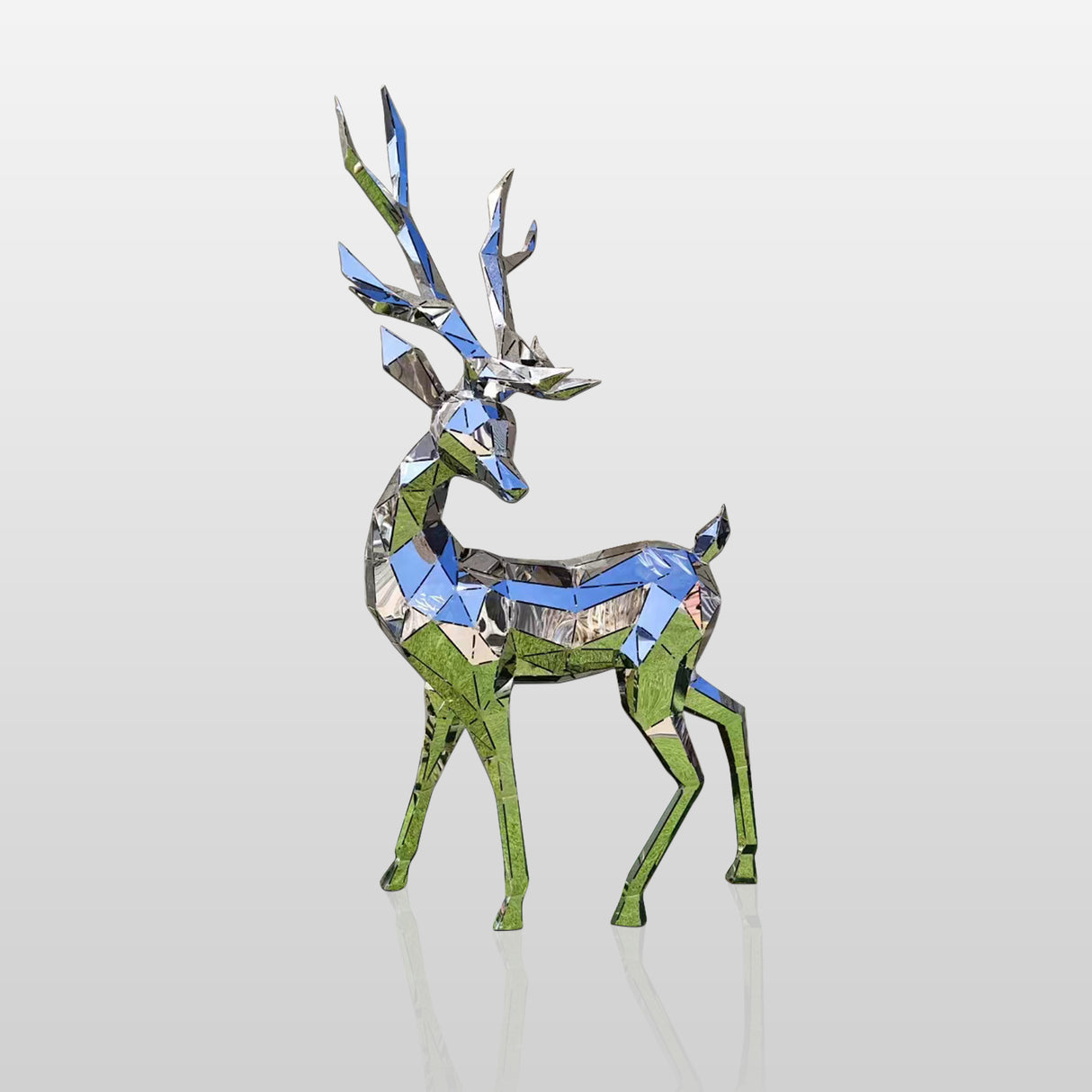 PREMIER Lawn Sculpture Garden Stainless steel Geometric Sika Deer Sculpture PSSS-001-Stainless Steel Sculpture-PREMIER SCULPTURE