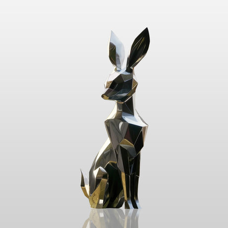 PREMIER Metal Sculpture Geometric Polygon Rabbit Statue for Modern Outdoor Decor PSSS-039-Stainless Steel Sculpture-PREMIER SCULPTURE