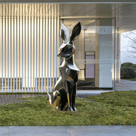 PREMIER Metal Sculpture Geometric Polygon Rabbit Statue for Modern Outdoor Decor PSSS-039-Stainless Steel Sculpture-PREMIER SCULPTURE