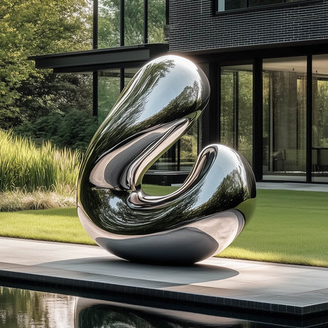 PREMIER Mirror-Polished Outdoor Sculpture Kinetic Echo Modern Abstract Stainless Steel Art for Garden, Landscape & Architectural Spaces PSSS-065-Stainless Steel Sculpture-PREMIER SCULPTURE