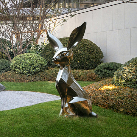 PREMIER Modern Garden Sculpture Geometric Rabbit Outdoor Sculpture PSSS-038-Stainless Steel Sculpture-PREMIER SCULPTURE