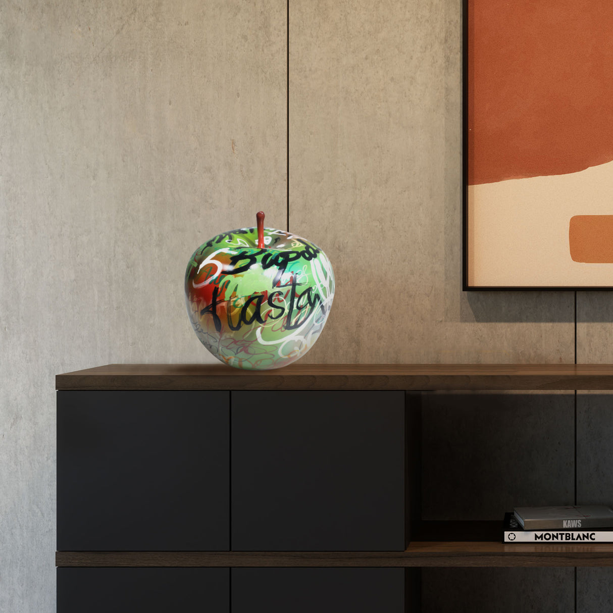 PREMIER Modern Graffiti Apple Custom Fiberglass Table Top Sculpture PSF-017-Fiberglass Sculpture-PREMIER SCULPTURE