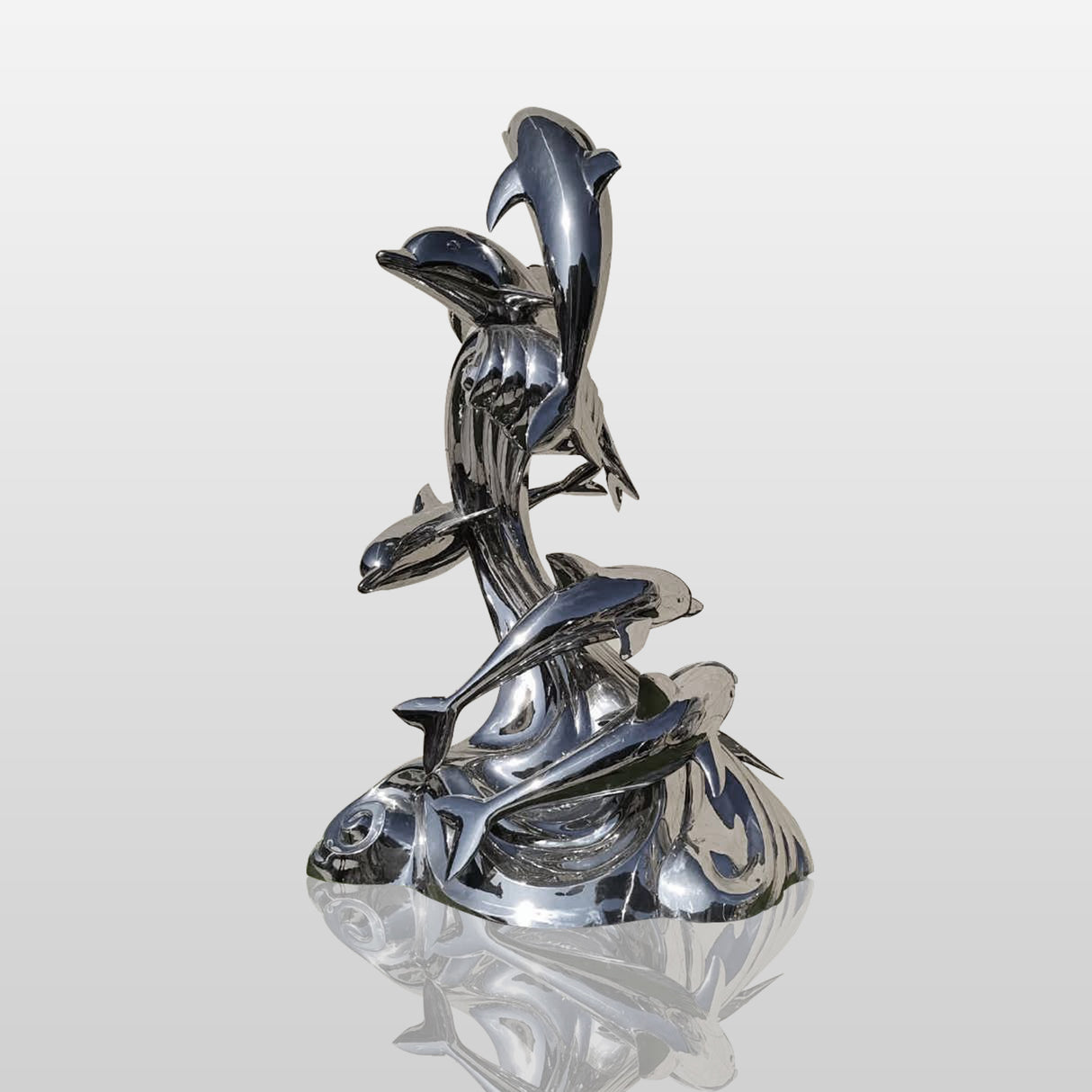 PREMIER Outdoor Metal Sculpture Dolphin Jumping Stainless Steel Urban Sculpture PSLSS-004-Stainless Steel Sculpture-PREMIER SCULPTURE