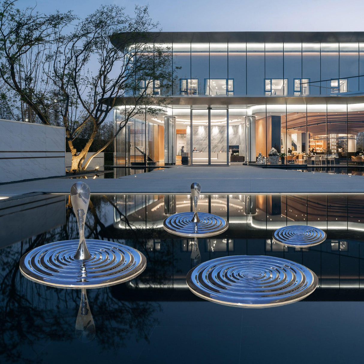 PREMIER Outdoor Sculpture Hotel Fountain Decor Ripple Reflection Stainless Steel Sculpture PSSS-003-Stainless Steel Sculpture-PREMIER SCULPTURE