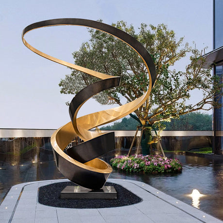 PREMIER Public Art Sculpture Abstract Modern Custom Mobius Spiral Sculpture PSLSS-007-Stainless Steel Sculpture-PREMIER SCULPTURE