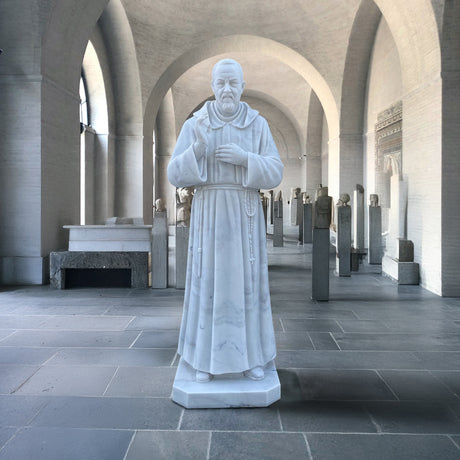 PREMIER Saint Padre Pio Marble Statue Handcrafted Religious Sculpture PSM-028-Marble sculpture-PREMIER SCULPTURE