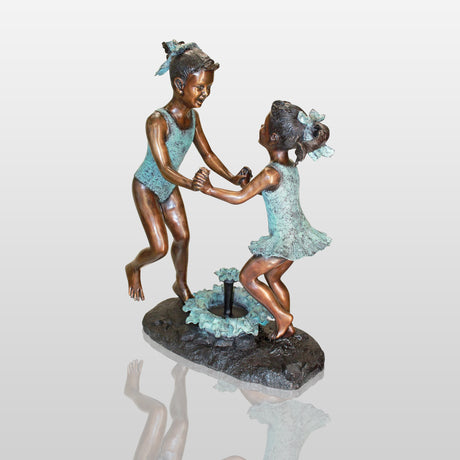 PREMIER Two Dancing Girls For Garden Bronze Customizable Sculpture PSB-007-Bronze Sculpture-PREMIER SCULPTURE