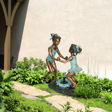 PREMIER Two Dancing Girls For Garden Bronze Customizable Sculpture PSB-007-Bronze Sculpture-PREMIER SCULPTURE