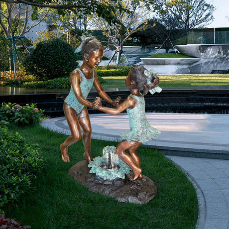 PREMIER Two Dancing Girls For Garden Bronze Customizable Sculpture PSB-007-Bronze Sculpture-PREMIER SCULPTURE