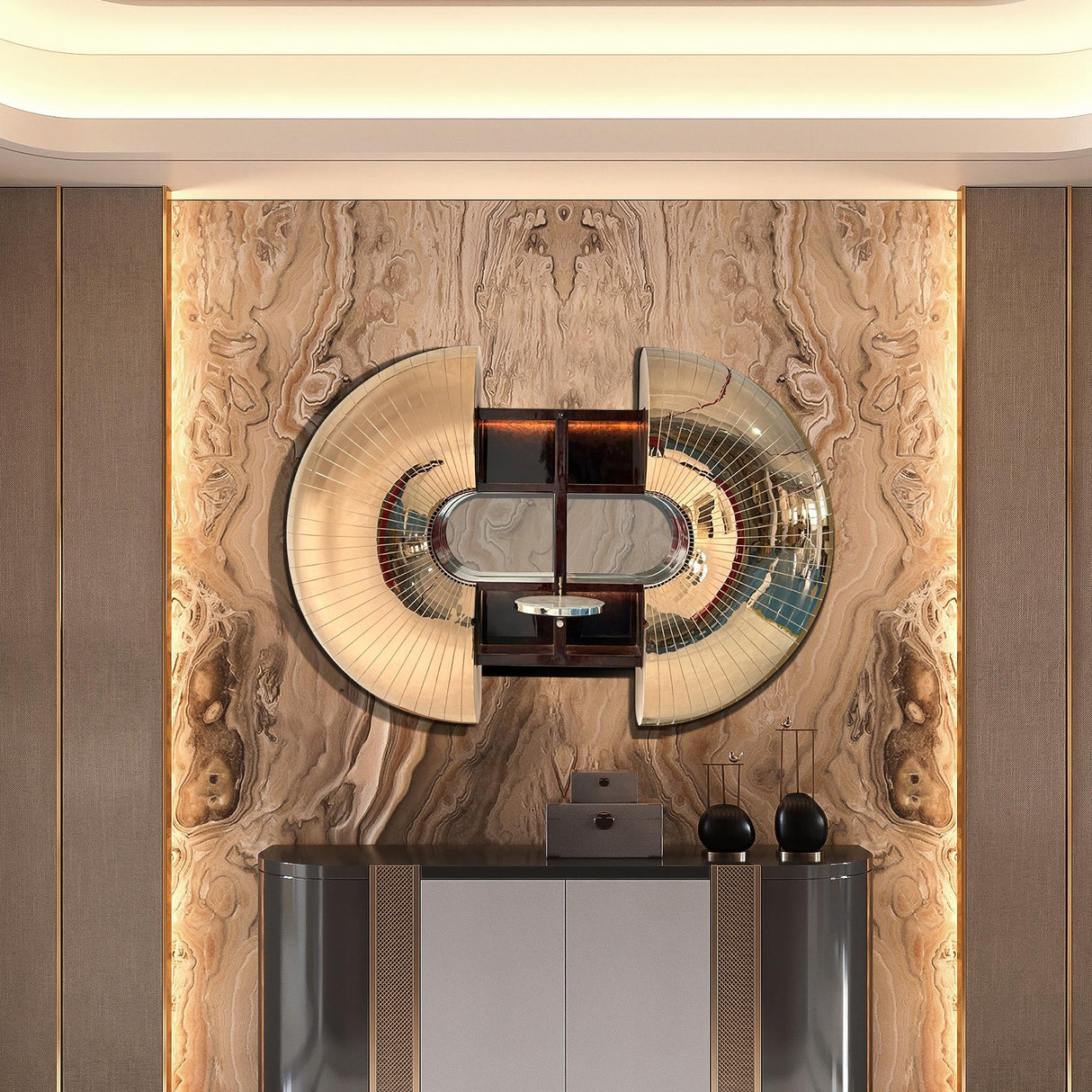 PREMIER Wall URCHIN Cabinet Modern Decorative Storage Sculpture for Luxury Interiors PSSS-068-Stainless Steel Sculpture-PREMIER SCULPTURE