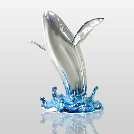 PREMIER Whale Sculpture Stainless Steel Animal Decoration Crafts Sea Life Statues PSSS-023-Stainless Steel Sculpture-PREMIER SCULPTURE