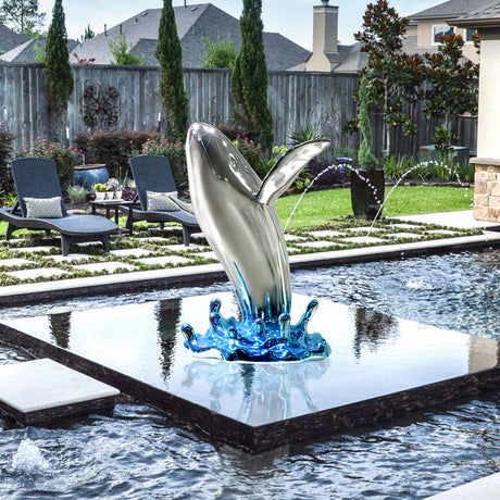 PREMIER Whale Sculpture Stainless Steel Animal Decoration Crafts Sea Life Statues PSSS-023-Stainless Steel Sculpture-PREMIER SCULPTURE