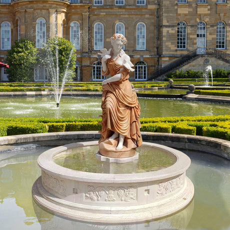 PREMIER Woman with Dove Marble Fountain Statue Hand Carved Colored Custom Sculpture for Garden PSFM-004-Marble sculpture-PREMIER SCULPTURE