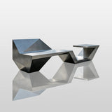 PREMIER Abstract Bench Sculpture in Stainless Steel with Geometric Design for City Plazas, Campuses or Waterfront Walkways PSSS-262-Stainless Steel Sculpture-PREMIER SCULPTURE