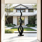PREMIER Abstract Black Flame Sculpture in Stainless Steel for Villa Courtyards, Luxury Entryways or Gardens PSSS-273-Stainless Steel Sculpture-PREMIER SCULPTURE