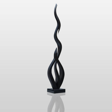 PREMIER Abstract Black Flame Sculpture in Stainless Steel for Villa Courtyards, Luxury Entryways or Gardens PSSS-273-Stainless Steel Sculpture-PREMIER SCULPTURE