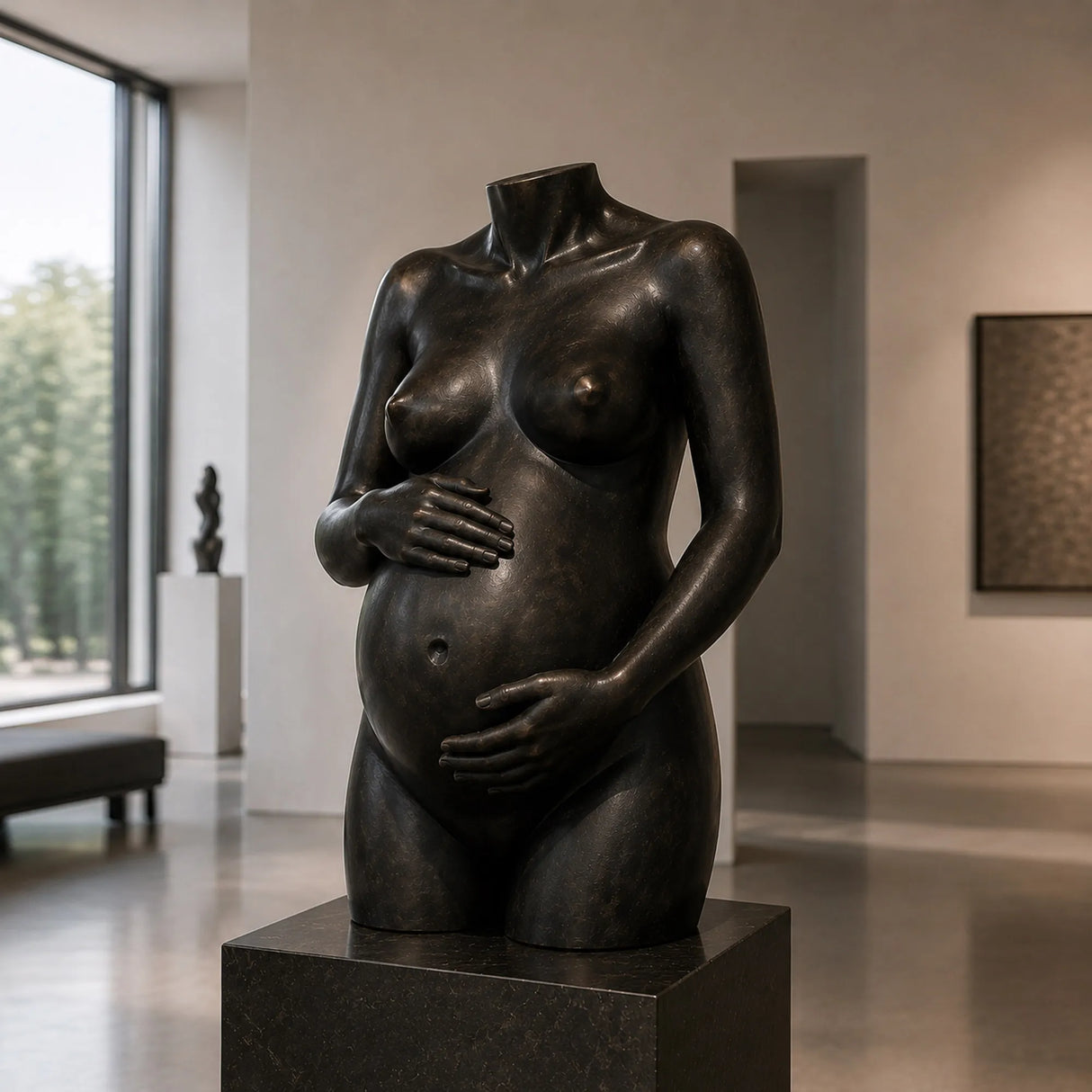 PREMIER Abstract Figure Bronze Sculpture with Pregnant Female Design for Luxury Villas, Hotel Lobbies or Art Galleries PSB-173-Bronze Sculpture-PREMIER SCULPTURE