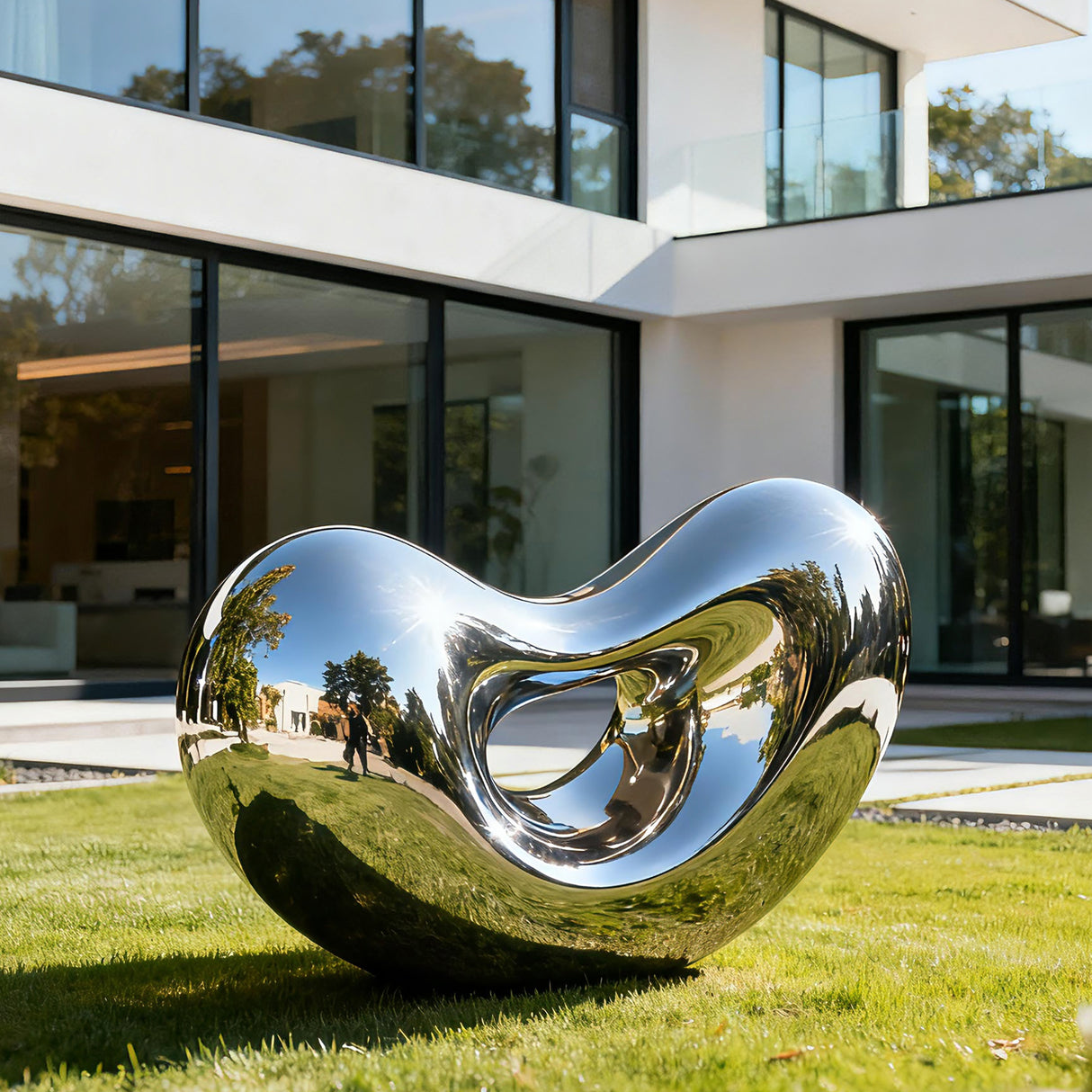 PREMIER Abstract Heart Sculpture with Reflective Finish for Modern Homes and Luxury Villa Landscapes PSSS-160-Stainless Steel Sculpture-PREMIER SCULPTURE
