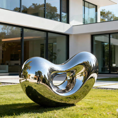 PREMIER Abstract Heart Sculpture with Reflective Finish for Modern Homes and Luxury Villa Landscapes PSSS-160-Stainless Steel Sculpture-PREMIER SCULPTURE