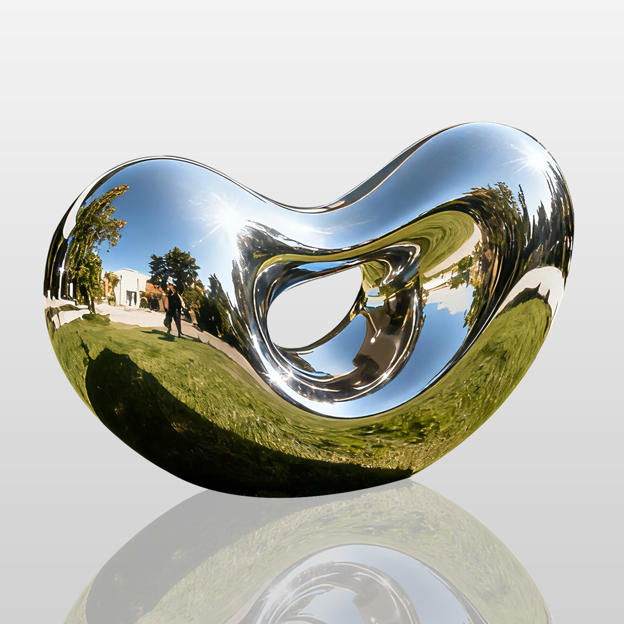 PREMIER Abstract Heart Sculpture with Reflective Finish for Modern Homes and Luxury Villa Landscapes PSSS-160-Stainless Steel Sculpture-PREMIER SCULPTURE