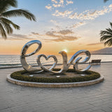 PREMIER Abstract LOVE Sculpture in Stainless Steel for Seaside Promenade, Wedding Venue or Coastal Resort PSSS-290-Stainless Steel Sculpture-PREMIER SCULPTURE