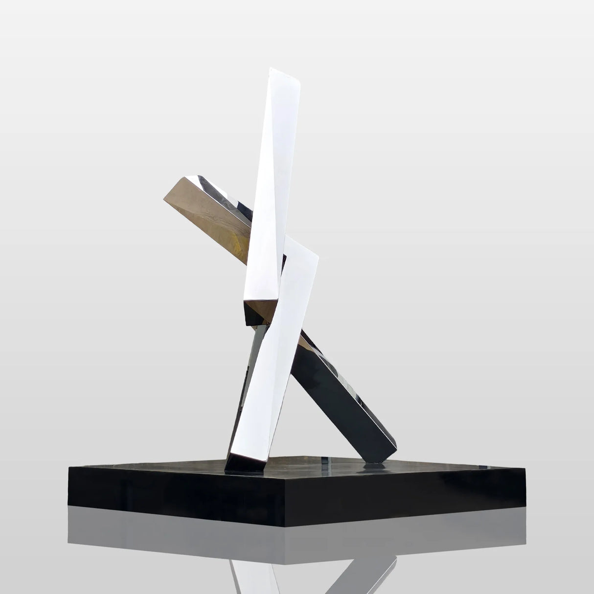 PREMIER Abstract Polished Geometric Stainless Steel Sculpture for Urban Plaza, Corporate Building Decor PSSS-242-Stainless Steel Sculpture-PREMIER SCULPTURE