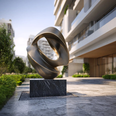 PREMIER Abstract Ring Bronze Sculpture with Modern Flowing Design for Urban Plazas, Courtyards and Gardens PSB-165-Bronze Sculpture-PREMIER SCULPTURE