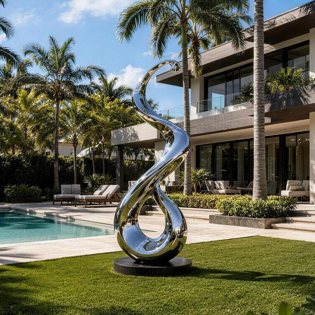 PREMIER Abstract Stainless Steel Sculpture for Garden Poolside, Resort Patio or Coastal Backyard PSSS-292-Stainless Steel Sculpture-PREMIER SCULPTURE