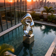 PREMIER Abstract Stainless Steel Sculpture with Fluid Curved Form for Poolside and Luxury Outdoor Spaces PSSS-205-Stainless Steel Sculpture-PREMIER SCULPTURE
