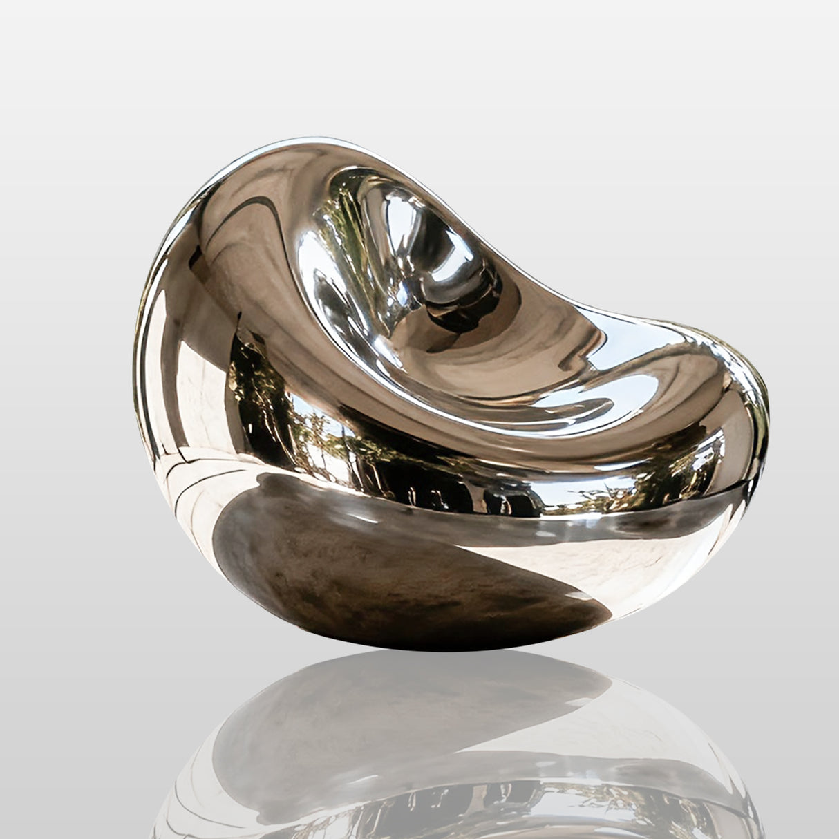 PREMIER Abstract Stainless Steel Sculpture with Fluid Pebble Shape for Luxury Villas and Contemporary Spaces PSSS-161-Stainless Steel Sculpture-PREMIER SCULPTURE