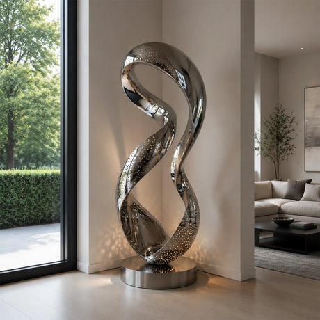 PREMIER Abstract Stainless Steel Sculpture with Twist Design for Living Room, Hotel Lobby or Foyer PSSS-312-Stainless Steel Sculpture-PREMIER SCULPTURE