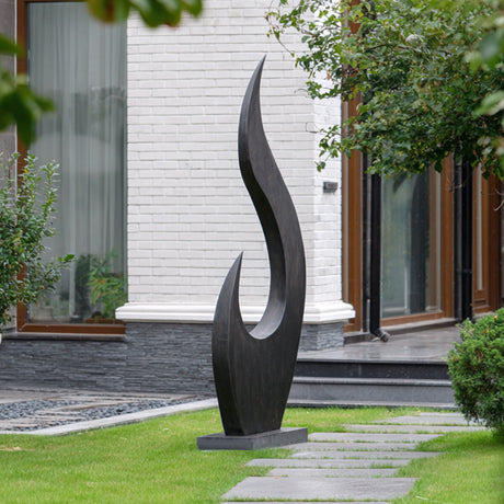 PREMIER Abstract Stainless Steel Sculpture with Twisted Flame Design for Modern Courtyards, Building Entrances PSSS-236-Stainless Steel Sculpture-PREMIER SCULPTURE