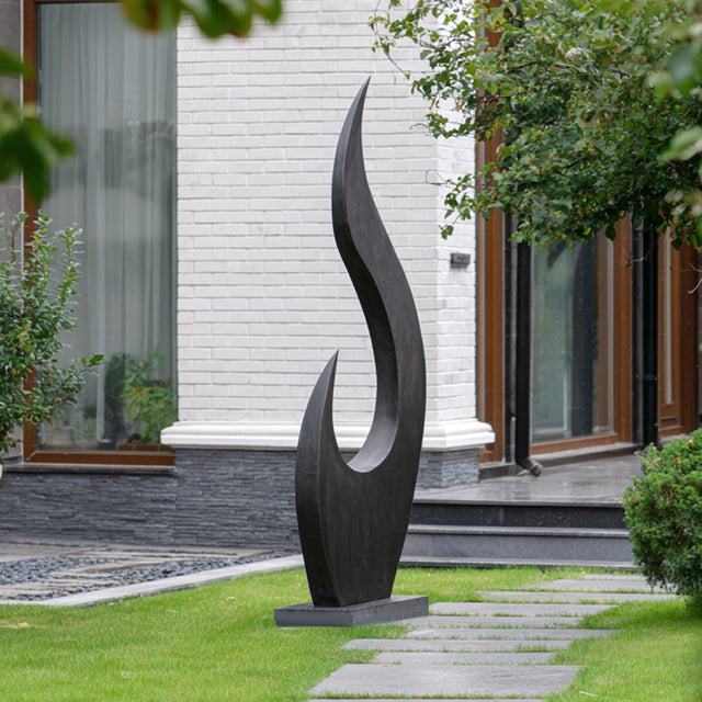 PREMIER Abstract Stainless Steel Sculpture with Twisted Flame Design for Modern Courtyards, Building Entrances PSSS-236-Stainless Steel Sculpture-PREMIER SCULPTURE