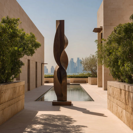 PREMIER Abstract Twisted Bronze Sculpture with Minimalist Vertical Design Suitable for Outdoor Walkways or Modern Courtyards PSB-160-Bronze Sculpture-PREMIER SCULPTURE